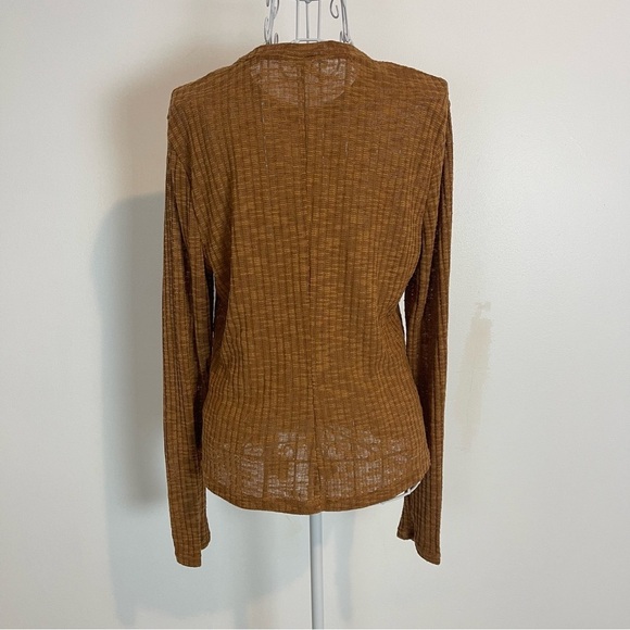 Intimately Free People L Long Sleeve Base Semi Sheer Layer Top Brown crew neck - Picture 3 of 7